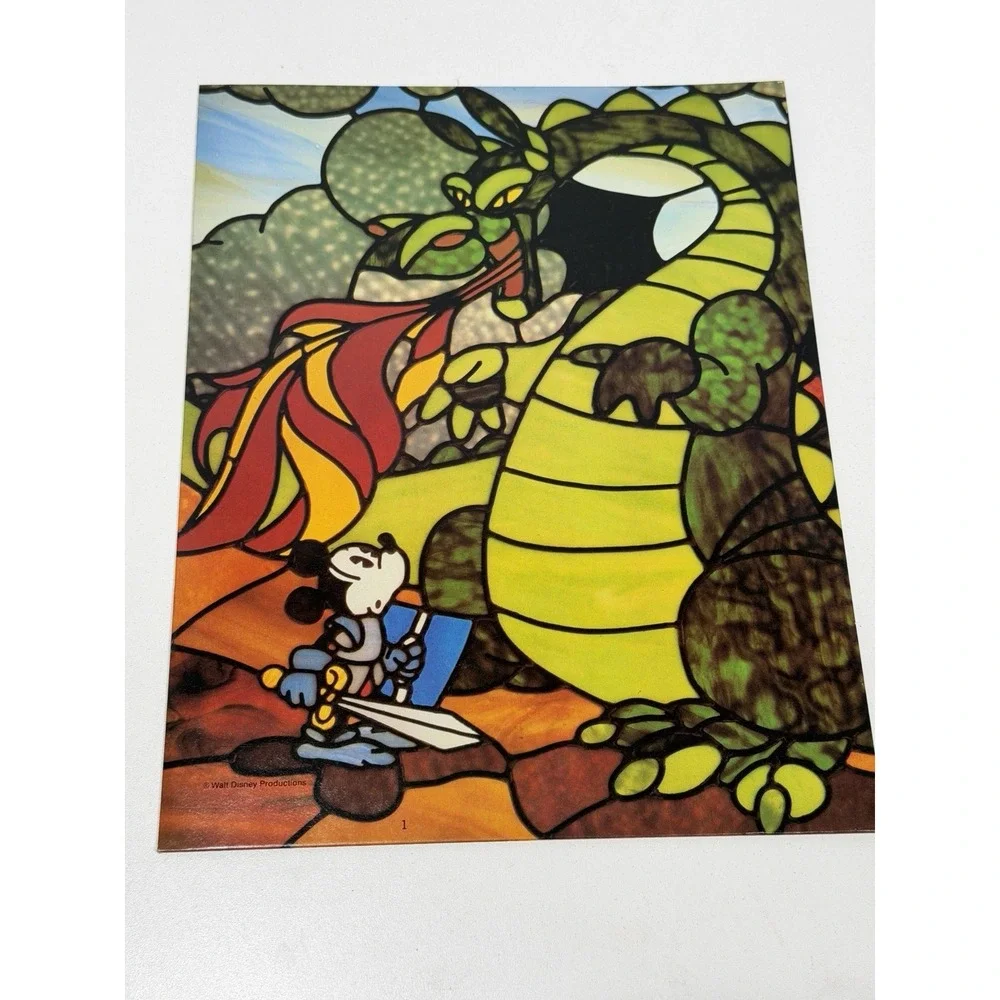 6 Disney Stained Glass School 2 Pocket + 1 Folder Peechee Binder 80s 90s Vintage